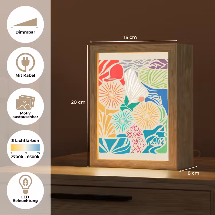 Kleurrijk - Abstract - Bloemen - Patronen Light Box met kabel (Wandlamp) klein -USP_websiteoverzichtDE