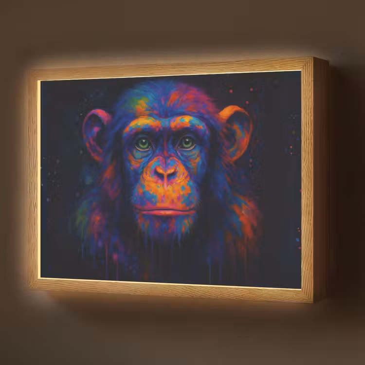 Kleurrijk - Aap - Abstract Light Box met batterij (Wandlamp) middel -z3d_website