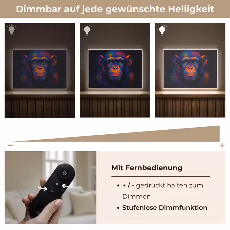 Kleurrijk - Aap - Abstract Light Box met batterij (Wandlamp) middel -USP_dimbaarDE