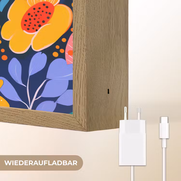 Kleurrijk - Bloemen - Abstract - Stippen Light Box met batterij (Wandlamp) middel -USP_websiteoplaadbaarDE