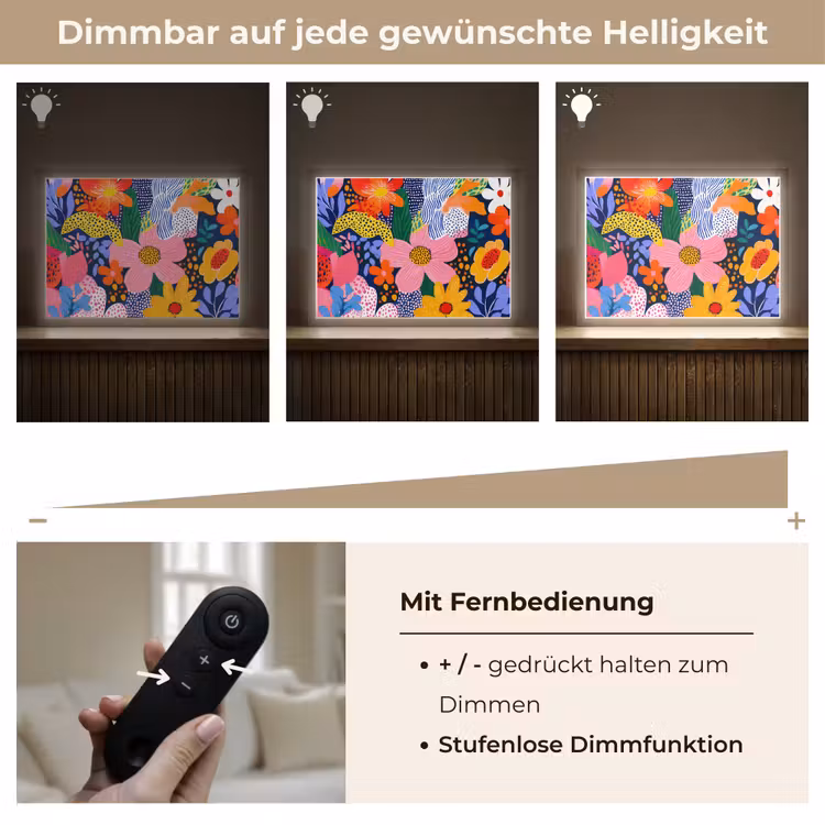 Kleurrijk - Bloemen - Abstract - Stippen Light Box met batterij (Wandlamp) middel -USP_dimbaarDE