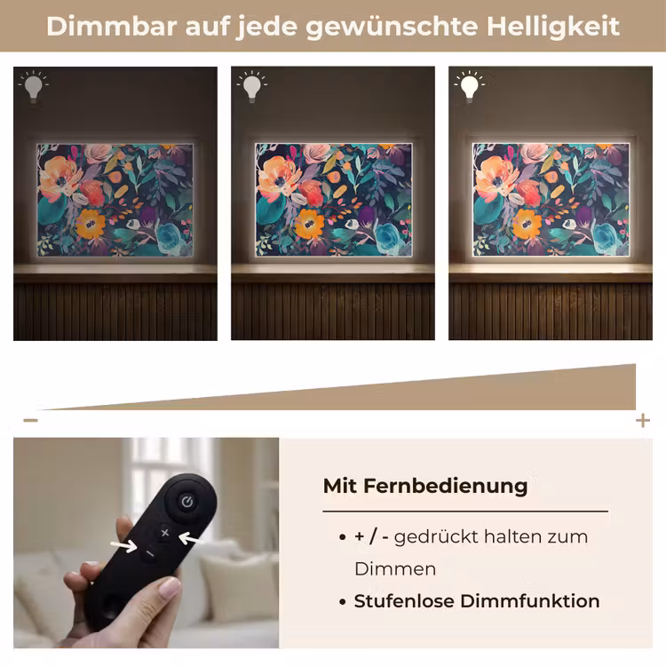 Kleurrijk - Bloemen - Kunst - Natuur - Hippie Light Box met batterij (Wandlamp) middel -USP_dimbaarDE