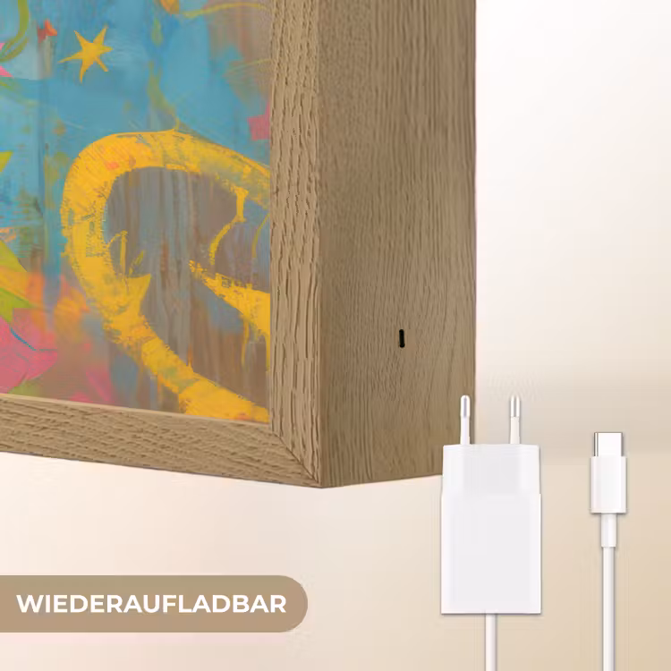 Kleurrijk portret - Kroon - Sterren Light Box met batterij (Wandlamp) middel -USP_websiteoplaadbaarDE