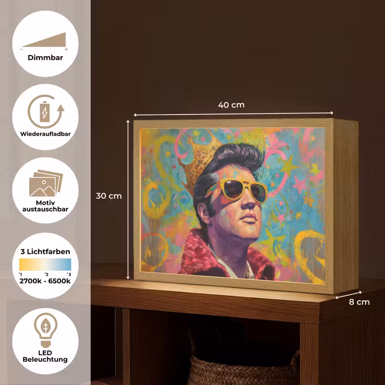 Kleurrijk portret - Kroon - Sterren Light Box met batterij (Wandlamp) middel -USP_websiteoverzichtDE