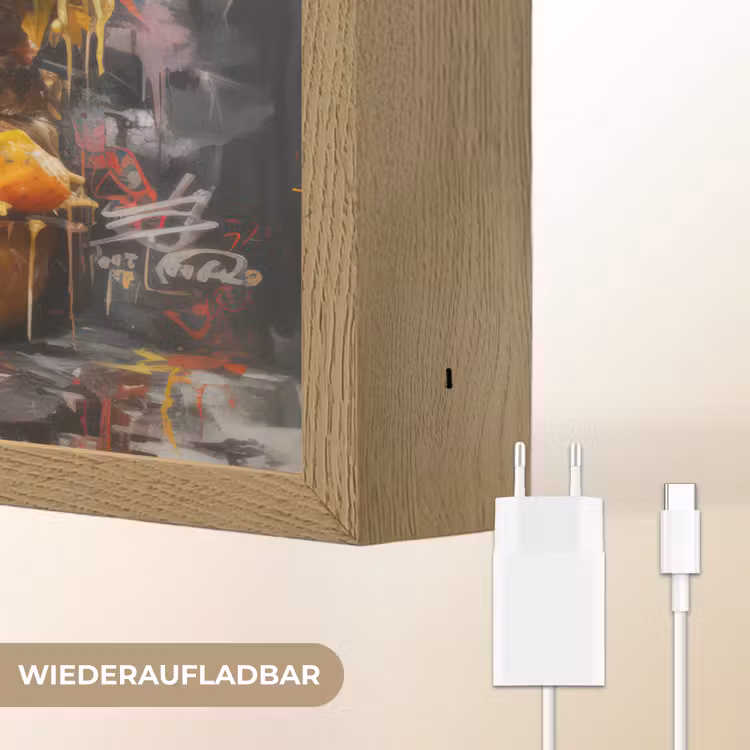 Burger - Eten - Kunst - Grijs - Graffiti Light Box met batterij (Wandlamp) middel -USP_websiteoplaadbaarDE