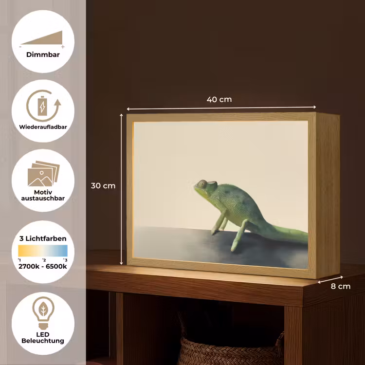 Kameleon - Groen - Minimalistisch Light Box met batterij (Wandlamp) middel -USP_websiteoverzichtDE
