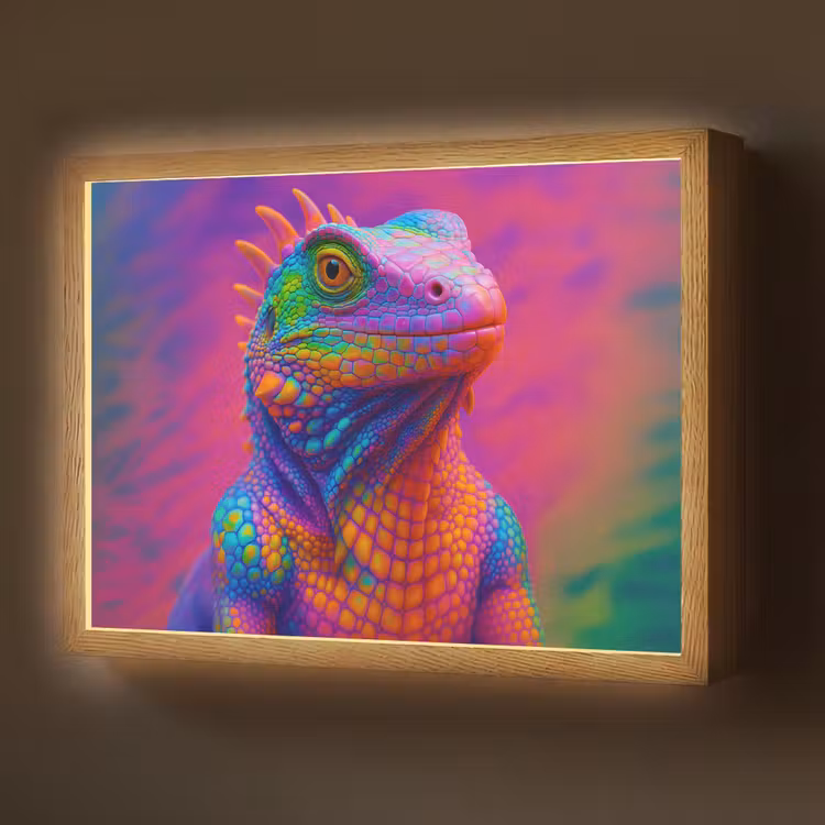 Kameleon - Dieren - Neon - Kleur Light Box met batterij (Wandlamp) middel -z3d_website