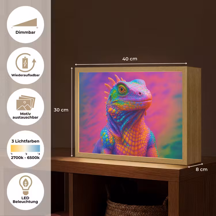 Kameleon - Dieren - Neon - Kleur Light Box met batterij (Wandlamp) middel -USP_websiteoverzichtDE
