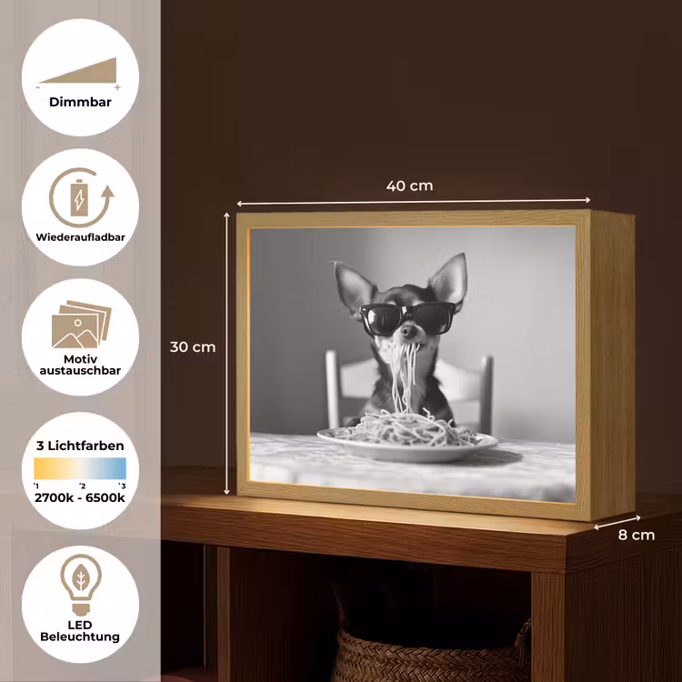 Chihuahua - Hond - Zonnebril - Humoristisch - Zwart - Wit - Spaghetti Light Box met batterij (Wandlamp) middel -USP_websiteoverzichtDE