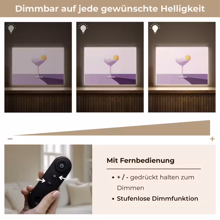 Cocktail - Paars - Minimalistisch - Citroen Light Box met batterij (Wandlamp) middel -USP_dimbaarDE
