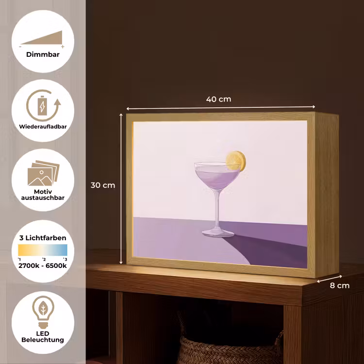 Cocktail - Paars - Minimalistisch - Citroen Light Box met batterij (Wandlamp) middel -USP_websiteoverzichtDE