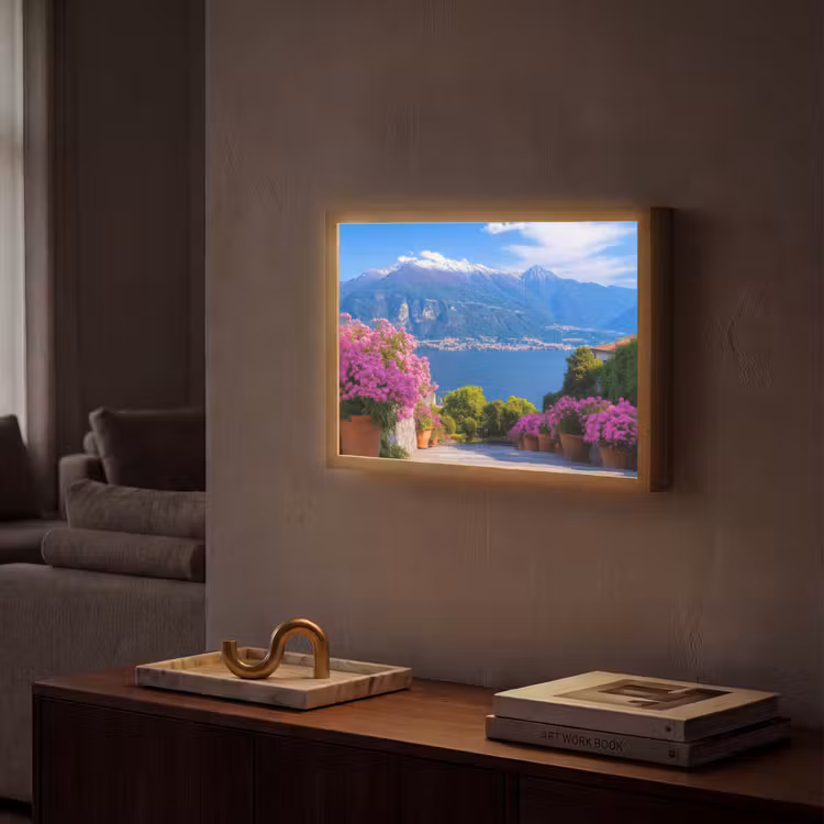 Lake Como - Italië - Landschap Light Box met batterij (Wandlamp) middel -sfeer1