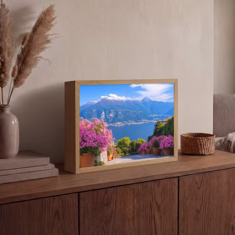 Lake Como - Italië - Landschap Light Box met batterij (Wandlamp) middel -sfeer2
