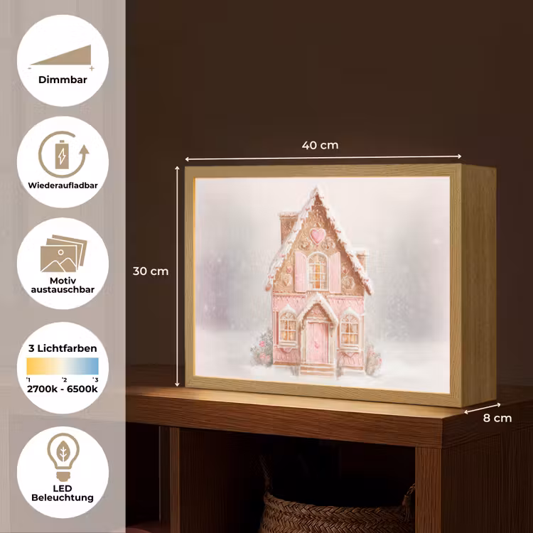 Huisje - Suiker - Pastel Light Box met batterij (Wandlamp) middel -USP_websiteoverzichtDE