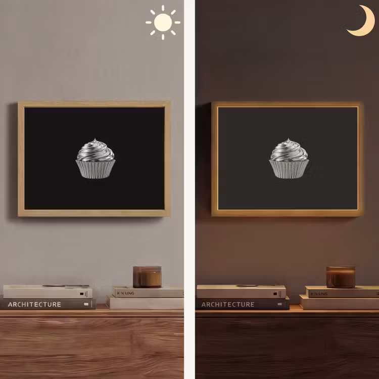 Cupcake - Luxueus - Zilver Light Box met batterij (Wandlamp) middel -sfeer3