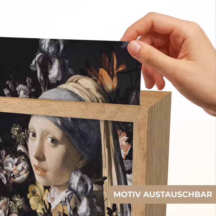Meisje met de parel - Johannes Vermeer - Bloemen Light Box met kabel (Wandlamp) klein -USP_websiteprintDE