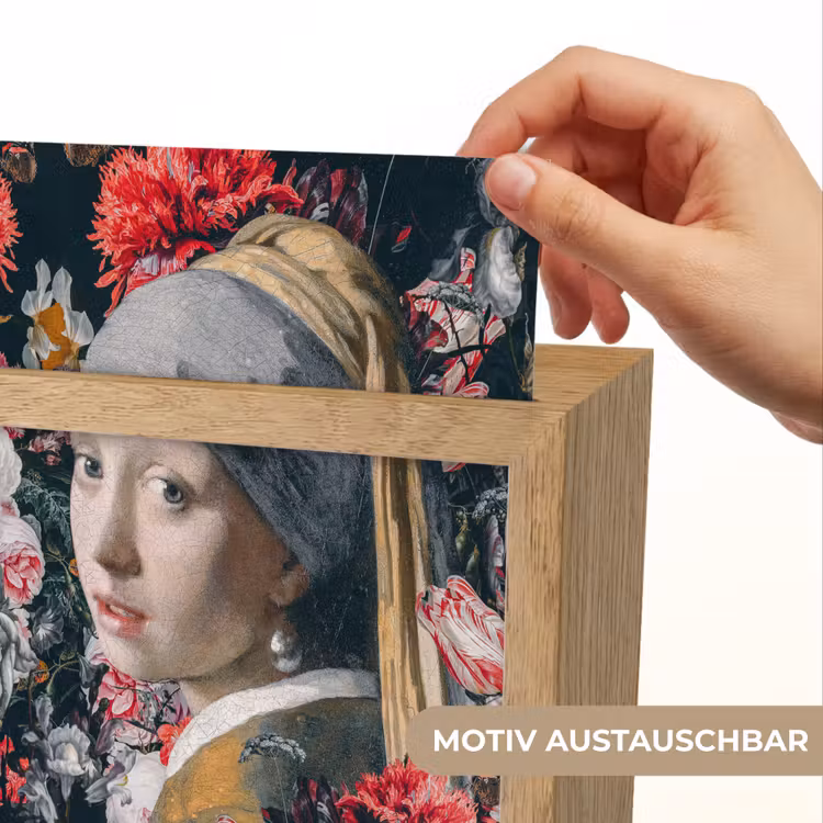 Meisje met de parel - Johannes Vermeer - Bloemen Light Box met kabel (Wandlamp) klein -USP_websiteprintDE