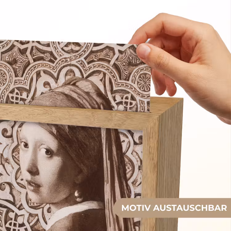 Meisje met de parel - Johannes Vermeer - Sepia Light Box met kabel (Wandlamp) klein -USP_websiteprintDE