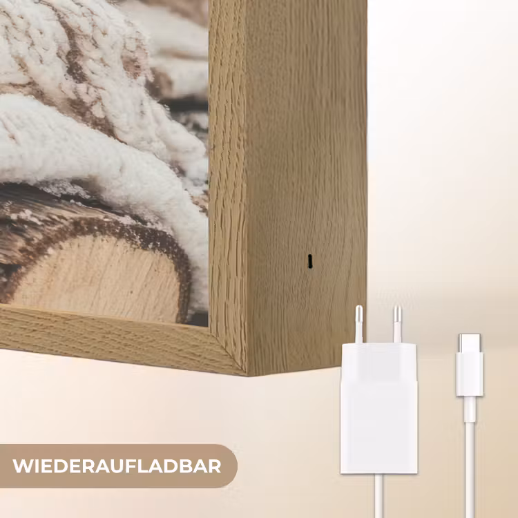 Deken - Wit - Boomstronk - Winter - Sneeuw Light Box met batterij (Wandlamp) middel -USP_websiteoplaadbaarDE