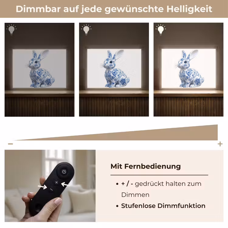 Delftsblauw - Haasje - Wit Light Box met batterij (Wandlamp) middel -USP_dimbaarDE