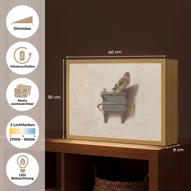 Het Puttertje - Schilderij - Fabricius - Oude Meester Light Box met batterij (Wandlamp) middel -USP_websiteoverzichtDE