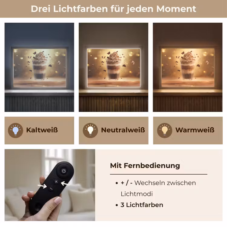 Dessert - Chocolade - Zoet - Eten Light Box met batterij (Wandlamp) middel -USP_lichtkleurDE