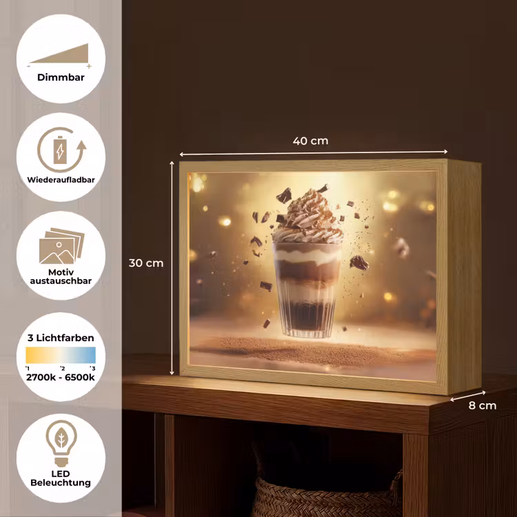 Dessert - Chocolade - Zoet - Eten Light Box met batterij (Wandlamp) middel -USP_websiteoverzichtDE