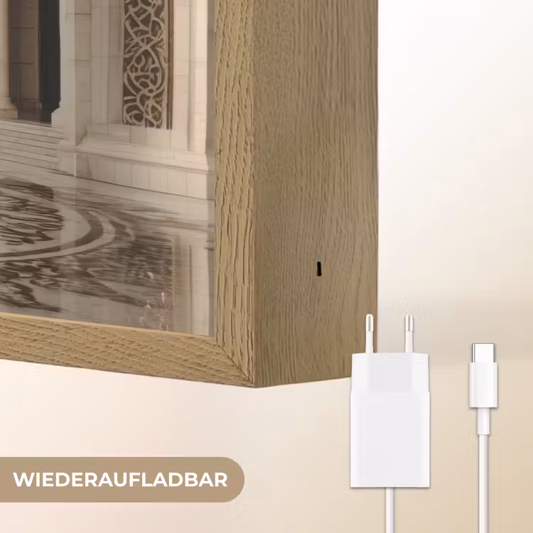 Gouden details - Marmer - Islamitisch Light Box met batterij (Wandlamp) middel -USP_websiteoplaadbaarDE