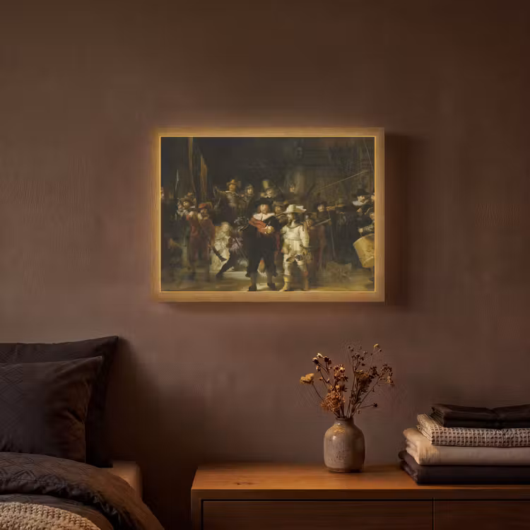 De Nachtwacht - Kunst - Oude meesters - Rembrandt Light Box met batterij (Wandlamp) middel -sfeer4