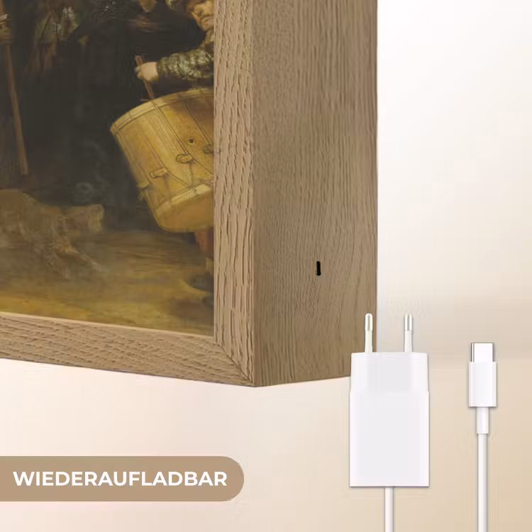 De Nachtwacht - Kunst - Oude meesters - Rembrandt Light Box met batterij (Wandlamp) middel -USP_websiteoplaadbaarDE