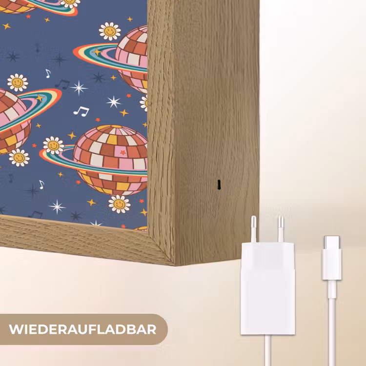 Disco - Blauw - Patroon Light Box met batterij (Wandlamp) middel 907 -USP_websiteoplaadbaarDE