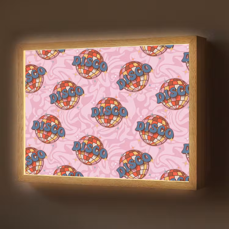 Disco - Bal - Patroon - Roze Light Box met batterij (Wandlamp) middel 907 -z3d_website