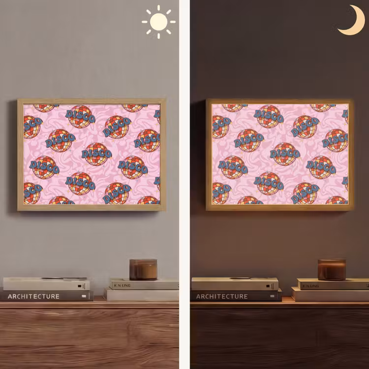 Disco - Bal - Patroon - Roze Light Box met batterij (Wandlamp) middel 907 -sfeer3