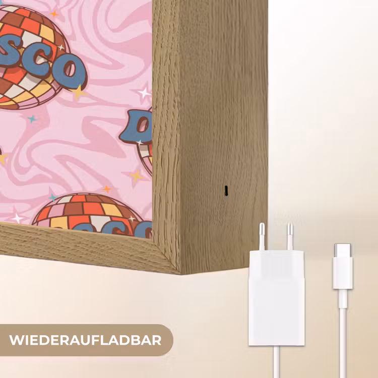 Disco - Bal - Patroon - Roze Light Box met batterij (Wandlamp) middel 907 -USP_websiteoplaadbaarDE