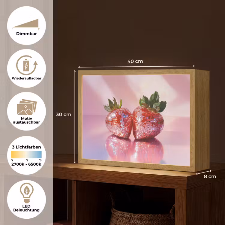Disco - Fruit - Glitter - Strawberry Light Box met batterij (Wandlamp) middel -USP_websiteoverzichtDE