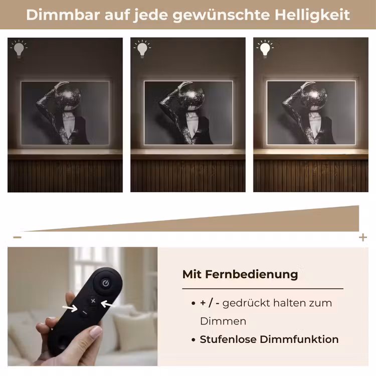Discobal - Gezicht - Glamour - Zwart Light Box met batterij (Wandlamp) middel -USP_dimbaarDE