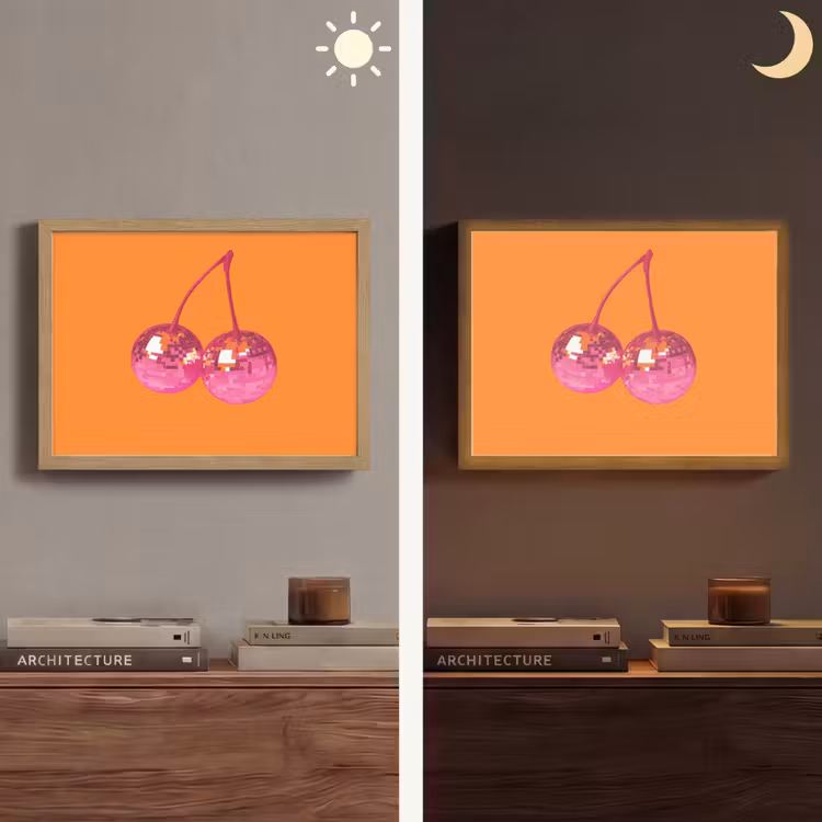 Discoballen - Kers - Spiegels - Roze Light Box met batterij (Wandlamp) middel -sfeer3