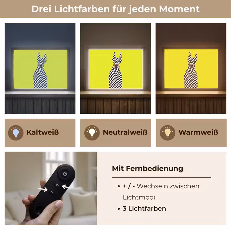 Dobermann - Geblokt - Geel Light Box met batterij (Wandlamp) middel -USP_lichtkleurDE