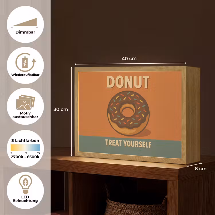 Donut - Spikkels - Kleurrijk - Quote Light Box met batterij (Wandlamp) middel -USP_websiteoverzichtDE