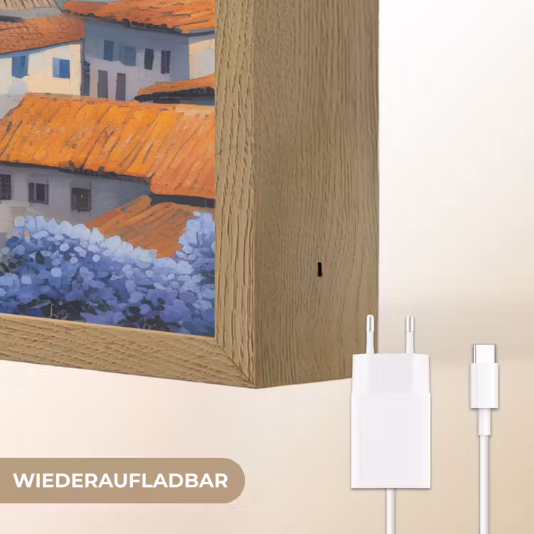 Dorp - Heuvels - Landschap - Bomen Light Box met batterij (Wandlamp) middel -USP_websiteoplaadbaarDE