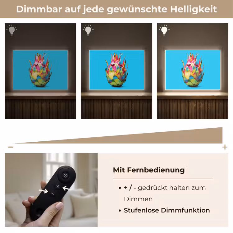 Drakenfruit - Blauw - Levendig Light Box met batterij (Wandlamp) middel -USP_dimbaarDE