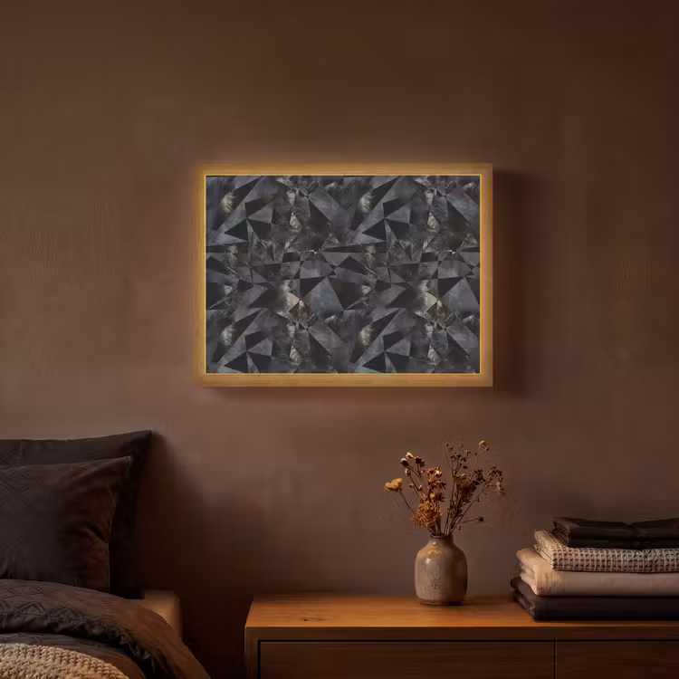 Driehoeken - Abstract - Donker Light Box met batterij (Wandlamp) middel 907 -sfeer4
