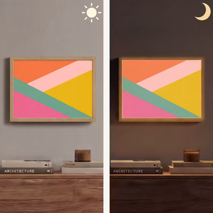 Driehoeken - Kleurrijk - Abstract Light Box met batterij (Wandlamp) middel -sfeer3
