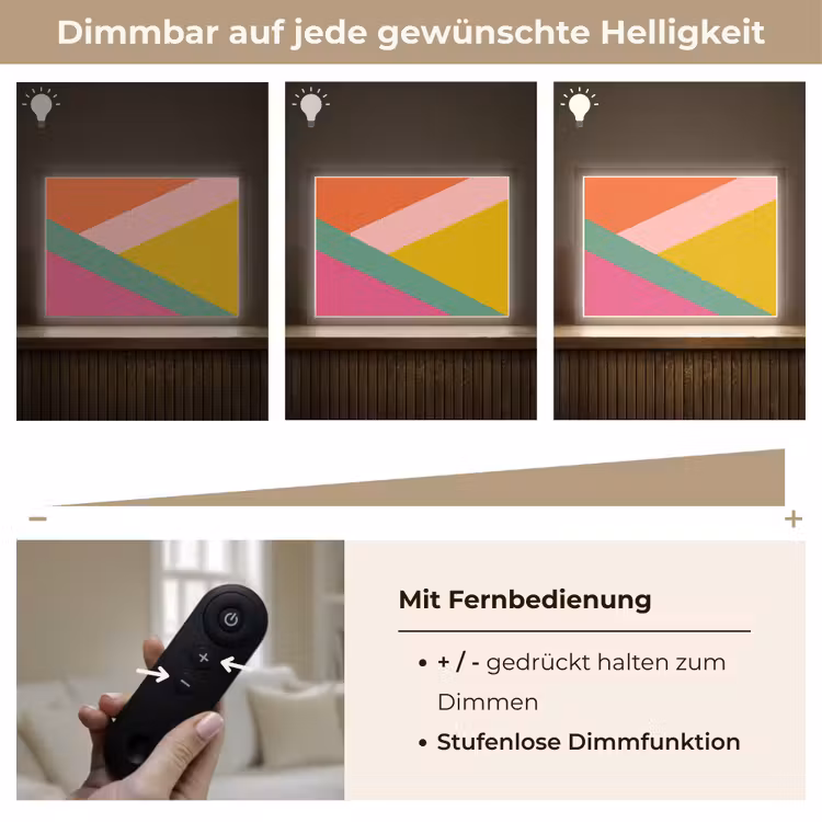 Driehoeken - Kleurrijk - Abstract Light Box met batterij (Wandlamp) middel -USP_dimbaarDE