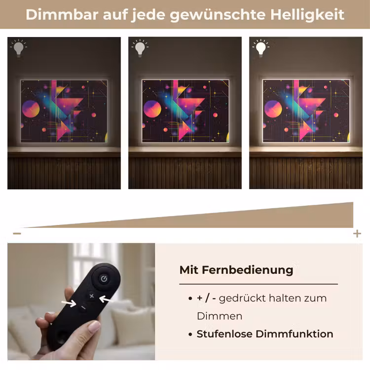 Driehoeken - Cirkels - Abstract - Sterren Light Box met batterij (Wandlamp) middel -USP_dimbaarDE