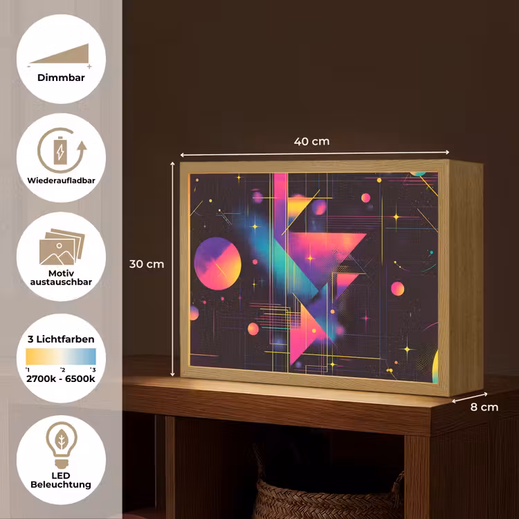 Driehoeken - Cirkels - Abstract - Sterren Light Box met batterij (Wandlamp) middel -USP_websiteoverzichtDE