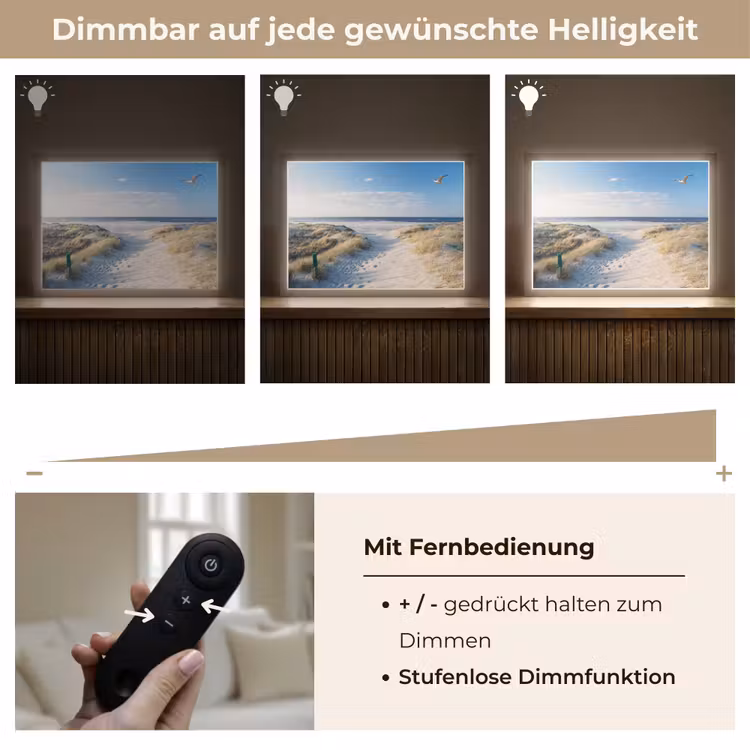 Duin - Meeuw - Strand - Zee - Zon Light Box met batterij (Wandlamp) middel -USP_dimbaarDE