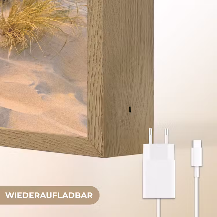 Duin - Zonsondergang - Horizon - Strand - Gras Light Box met batterij (Wandlamp) middel -USP_websiteoplaadbaarDE