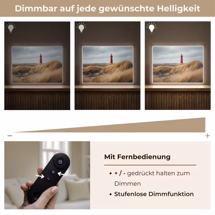 Duinen - Vuurtoren - Rood - Lucht Light Box met batterij (Wandlamp) middel -USP_dimbaarDE