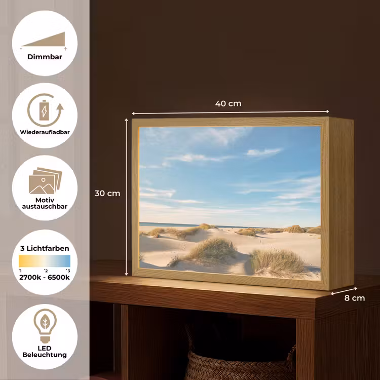 Duinen - Zomer - Landschap - Zee - Strand Light Box met batterij (Wandlamp) middel -USP_websiteoverzichtDE